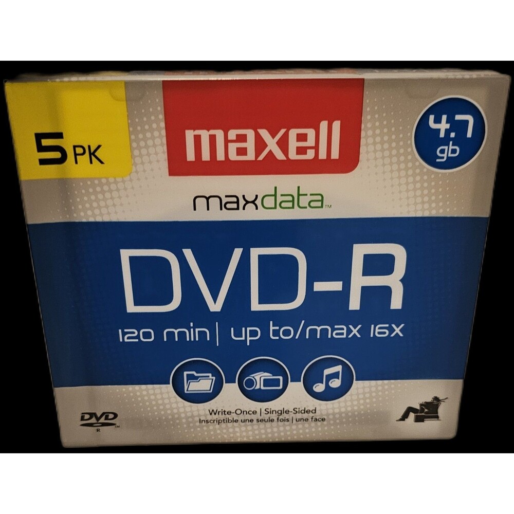 Maxell Maxdata 4.7GB DVD-RW Blank Media 5 Pack Sealed W/ Case NEW